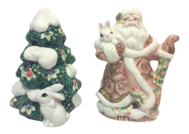 Vintage Santa Christmas Tree Salt and Pepper Shakers - £112.72 GBP