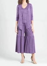 Clara Sun Woo crushed silk knit 3pc set in PLUM - £74.78 GBP