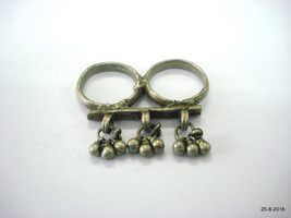 vintage antique ethnic tribal old silver double ring tow finger ring - £78.34 GBP