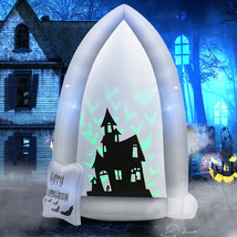 7 FT Halloween Inflatable Tombstone Holiday Decoration with Bat LED Proj... - $58.99