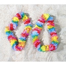 12 Pack of Rainbow Colored Flower Hawaiian Leis -Tropical Gay Pride Parade Decor - £12.78 GBP