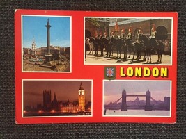 Alte Vintage Postkarte mit Briefmarke London 1977 Großbritannien nach... - $3.04