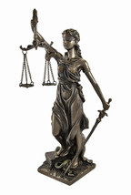Bronzed La Justicia with Scales and Sword Statue 8 In. - £42.66 GBP