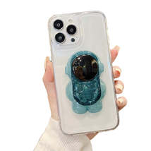 Anymob iPhone Blue 3D Astronaut Holder Phone Case Transparent Silicone Cover - £19.10 GBP