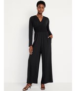 Womens Black Old Navy Waist-Defined Shirred Jumpsuit Soft Jersey Knit Si... - $677.21 MXN