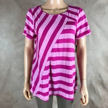 G.H. Bass Women&#39;s Mixed-Stripe Knit Short Sleeve Tee, Passion Pink Nwt Medium - £8.88 GBP
