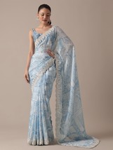 Multi Colour Digital Print Georgette Party Wear Saree - $70.00