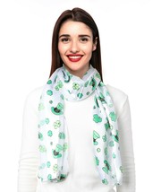 St.Patrick&#39;s Shamrock Clover Print Scarf Lightweight Silk-Feeling Fashio... - £7.88 GBP