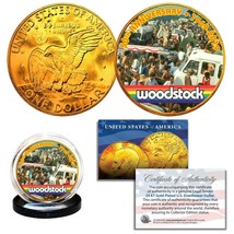 WOODSTOCK 50th Anniversary 1969-2019 24KT Gold Gilded Eisenhower IKE Dollar Coin - $10.35