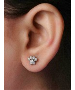 14K White Gold Finish 0.30Ct Round Brilliant Cut Diamond Dog Paw Stud Ea... - $86.02 CAD