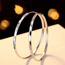 Women&#39;s Diamond Cut Large 2.25 Inch Hoop Earrings Sterling Silver - £10.22 GBP