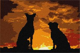 Pepita Needlepoint Canvas: Dogs Sunset Silhouette, 12&quot; x 8&quot; - $78.00+