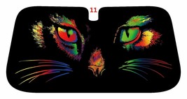 Car window Sun Shade with yellow, red or green cat eyes, made to order - $466.29 MXN