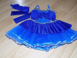 Child Size Small Balera Halloween Dance Costume Tutu Leotard Blue Spider Web EUC - £27.97 GBP