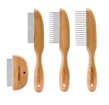 Ergonomic Bamboo Handle Dog and Cat Grooming Combs 4 Sizes Available or ... - $25.55+