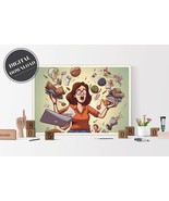 Artisan PRINTABLE wall art, Mother jugg|ing life -cartoon style | Downlo... - £2.75 GBP