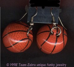 Huge Funky Basketball Earrings Cheerleader Punk Team Fan Novelty Costume Jewelry - £6.98 GBP