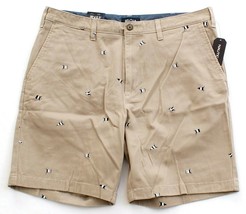 Nautica Classic Fit Khaki Flag Print Stretch Cotton Deck Shorts Men&#39;s NWT - $59.99