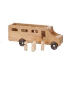 SCHOOL BUS with STUDENTS - Working Wood Play Toy Amish Handmade in USA - £57.53 GBP