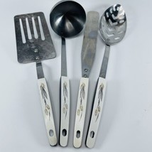 Ashton Stainless Serving Utensils Vintage MCM Set of 4 1970s Black Gold ... - $31.31