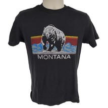 Vintage Montana Grizzly Bear Single Stitch Sherry T-shirt Size M/L Black... - $39.55