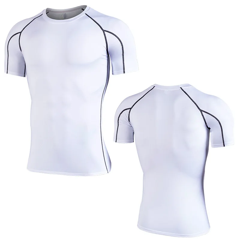 Custom LOGO Men&#39;s Running Compression T Shirts Quick Dry Stretch Fitness Jersey  - £114.11 GBP