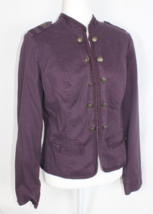 Military Style Jacket Woman Size Medium Purple L/S Bronze Button Front Pocket - £14.88 GBP