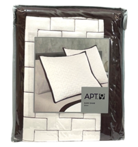APT.9 Stitch Euro Sham 26 X 26&quot; White Brown Quilted Contemporary Brick Pattern - £15.82 GBP