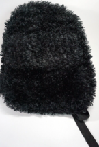 Fuzzy Black Backpack Purse Pink Happy Pig Lining Zip Close Magnetic Snap Pocket - £25.00 GBP