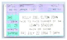 Billy Joel Elton John Concierto Ticket Stub Julio 22 1994 Giants Stadium Jersey - $39.61