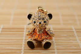 Crossfor Teddy Bear Orange Crystal Necklace Girl Teddy-04OR Japan - £64.94 GBP