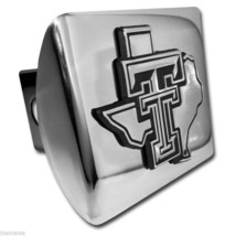 Texas Tech Texas Shape Chrome Emblem On Chrome Usa Made Trailer Hitch Cover - £60.74 GBP