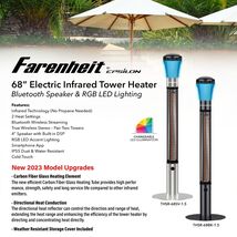 Fahrenheit 68" Infrared Tower Heater Black  Bluetooth Speaker &amp; RGB LED ... - $326.69