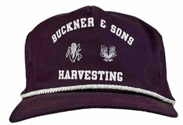 Vintage BUCKNER &amp; SONS Harvesting Maroon Trucker Snapback Hat Cap USA Made - £12.20 GBP