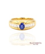 18k (750) Yellow Gold Natural Blue Sapphire and Natural Diamond Ring - $1,881.00