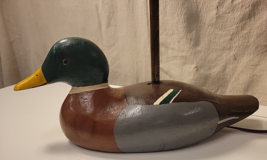 Vintage 1950&#39;s Hand-Carved Wooden Duck Decoy Lamp Hand-Painted Hunting Works! - £33.59 GBP