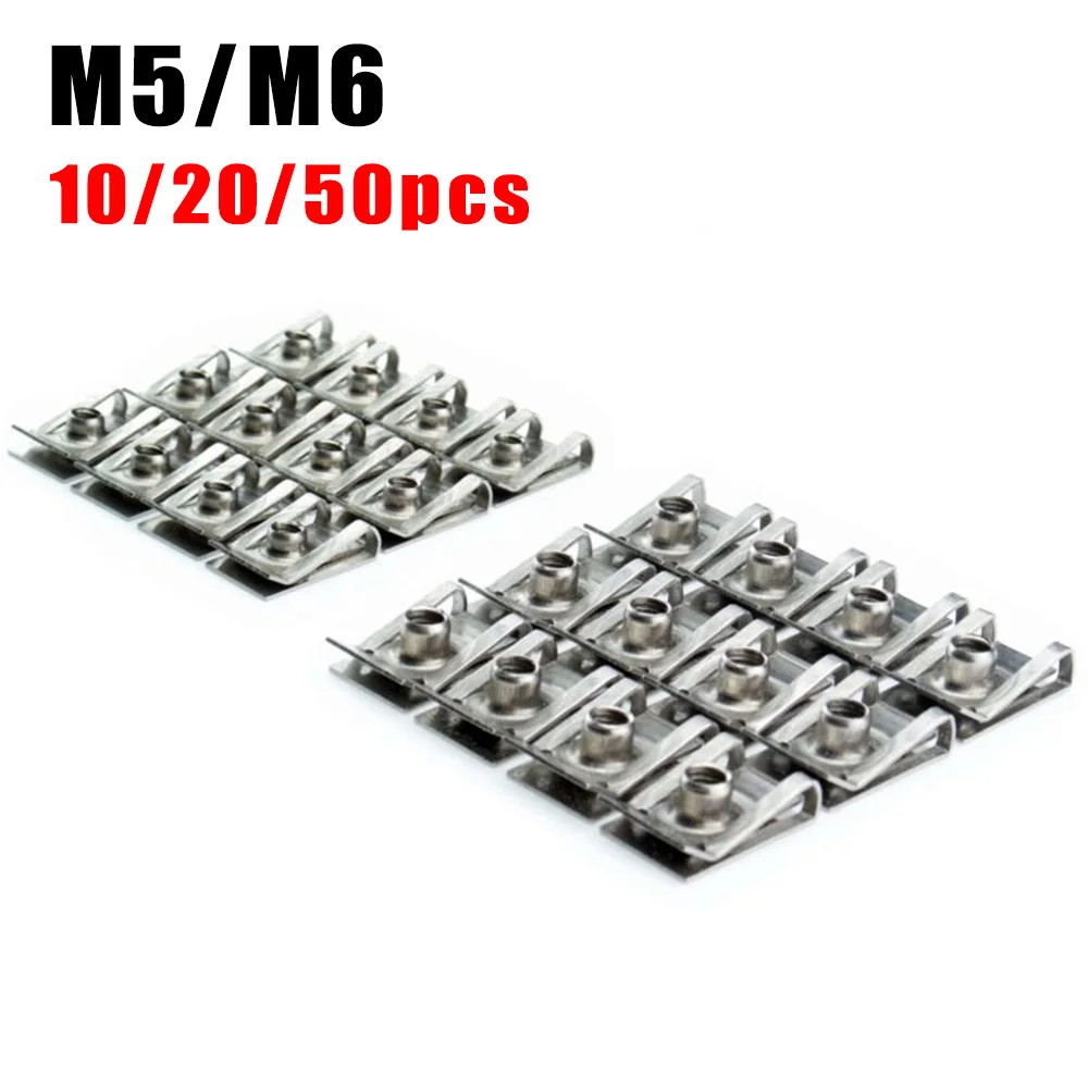 10/20/50pcs M5/M6 Car Spring Steel U Type Clips Nuts Clip Fairing Panel Speed - £7.69 GBP+