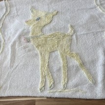 Vintage Chenille Baby Deer Fawn Baby Blanket 39.5x61  Faint Staining In Spots - £14.91 GBP