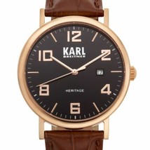 NEW Karl Breitner 62626242 Mens Elegante Heritage Black Dial Brown Leather Watch - £54.47 GBP