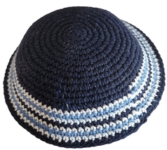 LOT OF 2 KIPPA size: 6.3&quot; / 16cm blue knitted Yarmulke Kipa Kippah skullcap cap - £9.60 GBP
