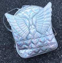 Dazzling Fashion Heart Embossed Wings Decorated Girl&#39;s Mini Backpack Shoulder Ba - £40.23 GBP
