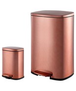 Set of 2 - Copper Gold Step-on Trash Can - 13-Gallon and 1.3-Gallon - €363,93 EUR