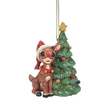Jim Shore Rudolph with Christmas Tree Ornament Hanging 3.75" High Stone Resin