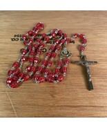 Vintage Rosary INRI Italy red beads worn - €17,88 EUR
