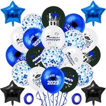 Blue Black Graduation Balloons 62Pcs Blue Black Graduation Decorations 2023 Clas - £18.00 GBP