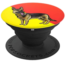 German Sheppard Dog Breed Design - Red Yellow Background PopSockets Grip... - £11.71 GBP