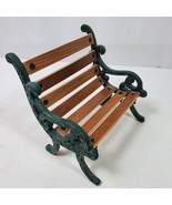 Vintage MINI Doll Size Park Bench Wood &amp; Wrought Iron 5x6x4 Inch MINI - $24.00