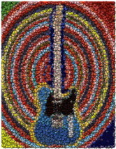 Amazing Electric Guitar Bottlecap mosaic Bar wall print - $11.51