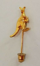 Kangaroo Mother with Baby Joey Stick Pin Hat Gold Tone 1&quot; Vintage Animal  - £11.98 GBP