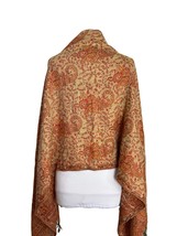 Pashmina Paisley Jacquard Scarf Wrap Fall Colors Orange Fringe - £11.64 GBP